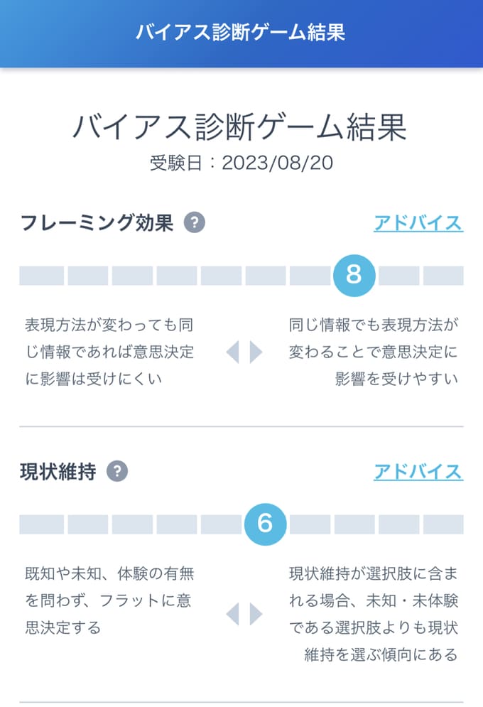 ミイダスのバイアス診断結果