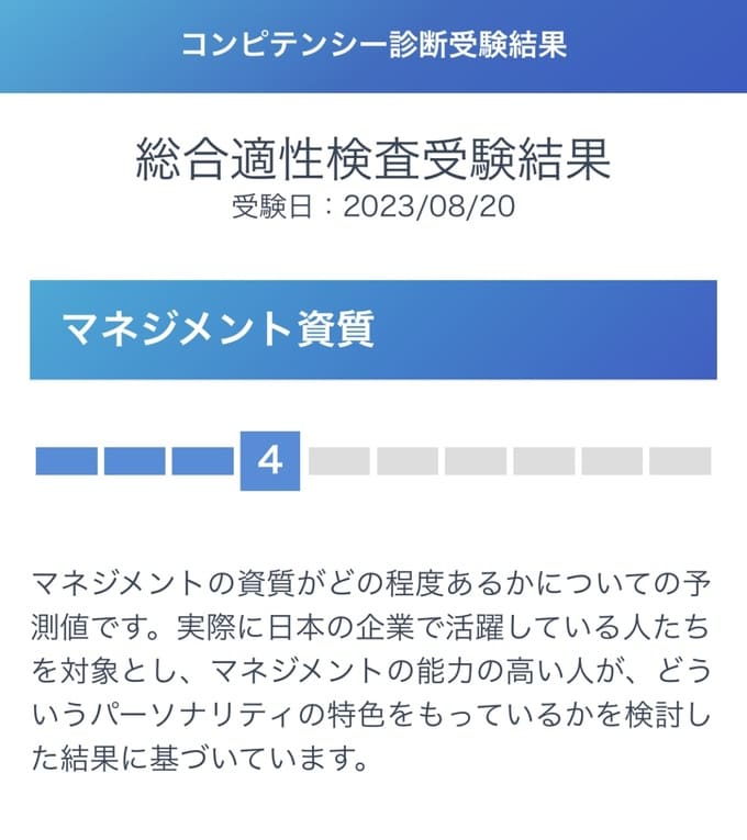 ミイダスのコンピテンシー診断結果「マネジメント資質」