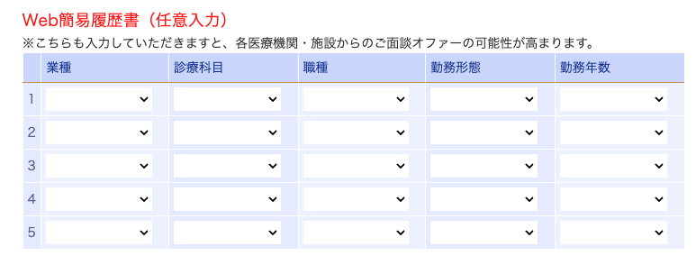 ナースJJの簡易履歴書キャプチャー画像