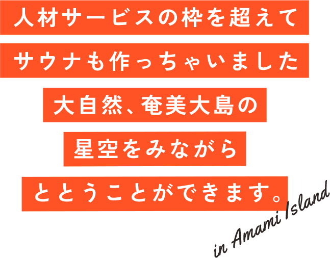 人材サービスの枠を超えて サウナも作っちゃいました 大自然、奄美大島の星空をみながら ととうことができます。
